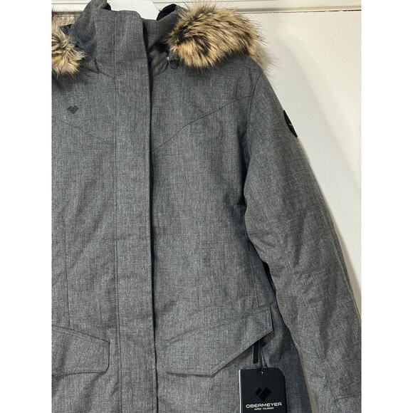 Obermeyer Women's Sojourner Down Jacket Hooded Charcoal Size 14 Regular NWT - Picture 6 of 16